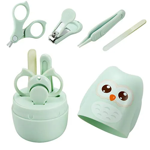 PandaEar Baby Nagelknipser Maniküre Set, 4 In 1 Baby Nagelpflegeset Pediküre Pflege Kit mit Nagelknipser, Schere, Nagelfeile & Pinzette für Neugeborene Kinder Kleinkinder Säuglinge, Grün
