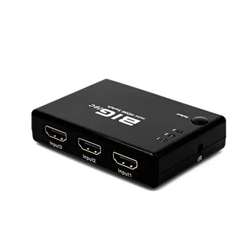 BIGtec 3fach High Speed HDMI Audio / Video Switch Verteiler Full HD mit Verstärker , IR Fernbedienung HDMI 3 x in / 1 x out Ultra - High Performance kompatibel HD-DVD , Sky-HD , STV , PS3 , Xbox360 , TV , DVD , Playstation, Receiver, DVD Player, TV Receiver und viele mehr HDCP letsBFI