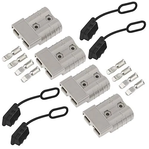 GTIWUNG Batterieanschluss 50A 600V Stecker, Anhängerkupplung für Seilwinde, Quick Connect Batterie Akku Steckverbinder Schnellanschluss Stecker mit Staubschutzkappen für Auto, Wohnmobil, Wohnwagen