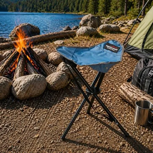 Mojawo 3-Bein Hocker Anglerhocker Klapphocker Campinghocker Falthocker Outdoor max 110Kg Tragbar faltbar Petrol H51cm