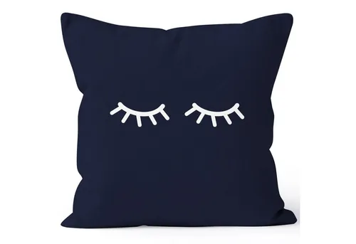 MoonWorks Dekokissen Kissenbezug Schlafende Augen Wimpern Eye Lashes Müde Schlafen Mascara Kissenhülle Dekokissen Baumwolle MoonWorks®