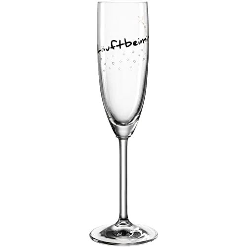 Leonardo Presente Sekt-Glas Läuftbeimir, 1 Stück, spülmaschinenfestes Prosecco-Glas, Champagner-Kelch mit Schriftzug, Geschenk-Idee, 200 ml 044518