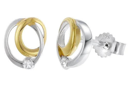 TRENDOR Schmuck Damen-Ohrringe 925 Silber Bicolor Zirkonia-Ohrstecker 28045