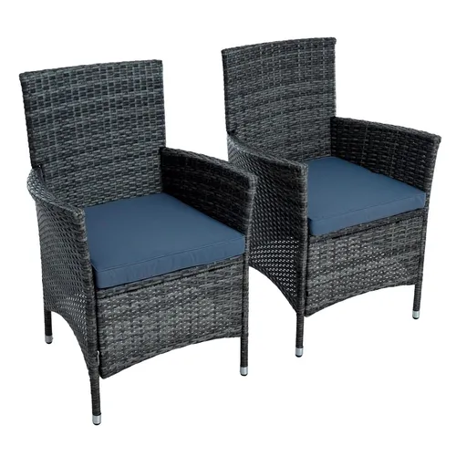 ESTEXO Polyrattan Gartenstuhl Set - 2er Rattanstuhlset für Outdoor - Möbelsets: Hochwertiges 2er Polyrattan Gartenstuhlset mit Metallgestell, ideal für Balkon und Terrasse. Inklusive bequemer Kissenbezüge in wählbaren Farben.