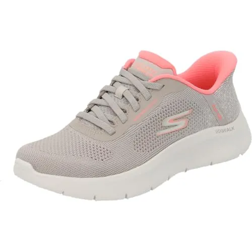 Skechers Go Walk Flex Sneaker Beige - Bequeme Slip-On Sneaker für Damen, ideal für aktive Tage. Mit Air Cooled Memory Foam-Innensohle und flexibler Gummisohle für optimalen Komfort und Halt.