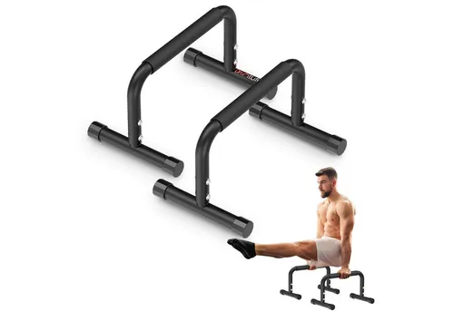 DH FitLife Verstellbare Liegestützgriffe für Calisthenics (2-tlg., 30-35 cm, 200 kg Belastbarkeit) - Optimale Unterstützung für dein Calisthenics-Training: Diese stabilen Liegestützgriffe bieten zwei Höhen für gezieltes Krafttraining und maximale Stabilität mit breiten Standfüßen. Ideal für Indoor- und Outdoor-Workouts.