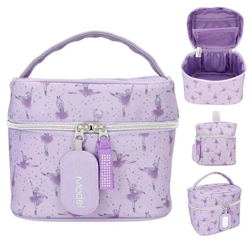 Depesche 12239 TOPModel Ballet-Kosmetiktasche - Kosmetikkoffer für Kinder mit Ballerina-Motiv und Glitzersteinen, ideal für Ausflüge - bietet viel Stauraum und praktische Innentaschen für Beautyartikel.