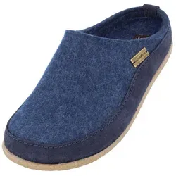 HAFLINGER Blizzard Skane Filzpantoffel - Unisex Hausschuh mit Gummisohle in Jeans, Gr. 44 - Hausschuhe mit atmungsaktivem Wollfilz und rutschfester Gummisohle, bieten optimale Fußgesundheit durch geformtes Schaumstoff-Fußbett und angenehme Wärme.