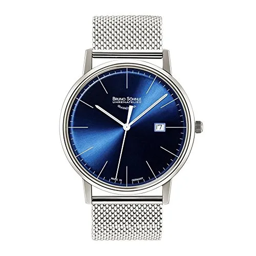 Bruno Söhnle Stuttgart I Big Herren-Armbanduhr - Edelstahl-Armbanduhr mit Quarzwerk, Saphirglas und elegantem Meshband, ideal für stilbewusste Herren, die Wert auf Präzision und Design legen.