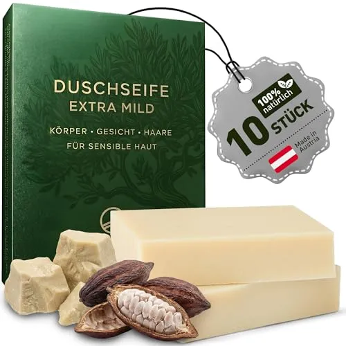 larum sports feste Duschseife Männer Pur – festes Duschgel – Seife für Haare, Körper, Gesicht – festes Shampoo – Herren Naturseife – 10x Bio Seife à 85g