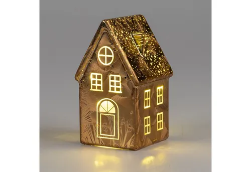 formano Tischleuchte Häuser, LED, Mit Timerfunktion, Braun, Haus, H: 16cm