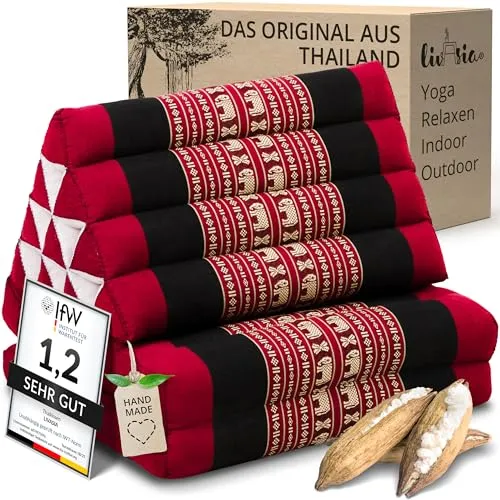 livasia Sitzsack Thaikissen 2 Auflagen, vegan, 120x50x8cm - Entspanne stilvoll mit dem handgefertigten Thaikissen: Ideal für Meditation, Yoga oder gemütliche Momente. Praktisch und platzsparend, bringt es Komfort in jeden Raum.