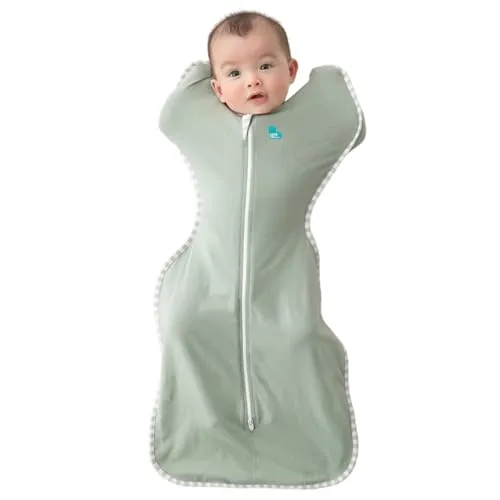 Love To Dream Swaddle Up, Klein 3,5–6 kg, Olivgrün, Enganliegende Passform unterstützt den Schlaf, 0,2 Tog (24–27 °C), maschinenwaschbar, Von Hebammen empfohlen, Doppelreißverschluss