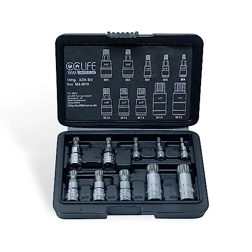 CCLIFE 10tlg Vielzahn Satz M4-M18 - Praktisches 10-teiliges Vielzahn-Nuss Set aus S2 Legierungsstahl für vielseitige Anwendungen. Ideal für Handwerker und Heimwerker, mit gängigen Größen von M4 bis M18.