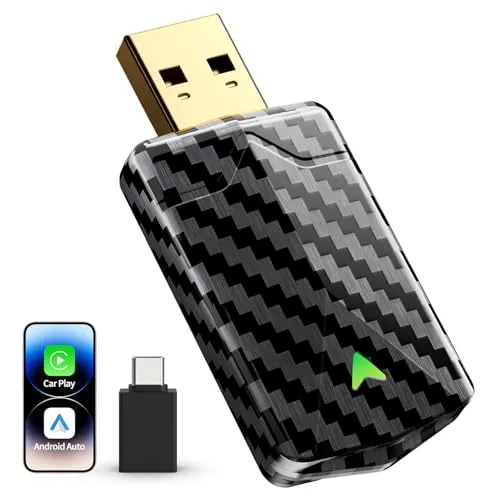 Mini CarPlay Wireless Adapter & Android Auto Wireless Adapter mit Auto GPS Navigation, Metall USB-A/C,Kompatibel ab 2016, für Apple iPhone (iOS 10+) & Android 10+