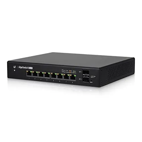 UbiQuiti EdgeSwitch 8 ES-8-150W - 8-Port Gigabit Switch mit PoE+ - Netzwerk-Switch mit 8 PoE+ Ports, 2 SFP-Ports und 150W PoE-Leistungsbudget. Ideal für die Stromversorgung von IP-Geräten und Netzwerk-Überwachung.