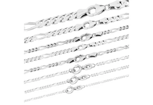 HOPLO Silberkette Figarokette 38cm - Ketten aus 925 Silber, hochglanzpoliert und ideal für Kinder, mit einer Breite von 2,2 mm und einem sicheren Federringverschluss.