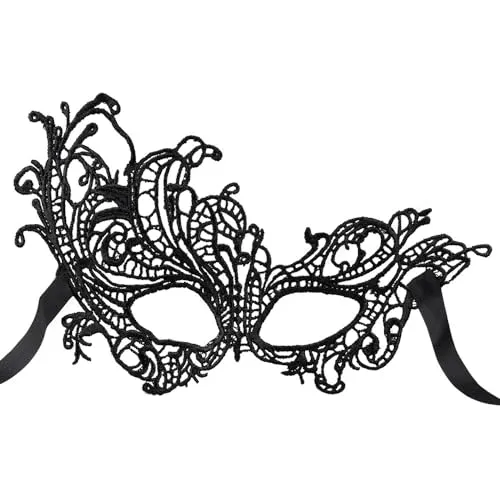 Boland 00249 - Augenmaske aus Spitze, Einheitsgröße, Schwarz, mit Stoffband, Maskerade, Kostümball, Venedig, Kostüm, Verkleidung, Accessoire, Karneval, Fasching, Mottoparty, Halloween