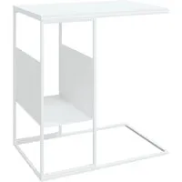 vidaXL Beistelltisch Weiß C-Design 55x36x59,5 cm - Couchtisch im C-Design aus hochwertigem Holzwerkstoff und robustem Eisenrahmen, ideal für eine praktische Ablage neben Sofa oder Bett.