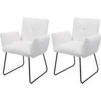 2er-Set Esszimmerstuhl MCW-K34 - Hochwertige Polsterstühle mit Armlehne - Stühle aus Öko-Tex Bouclé Stoff und Metall, ideal für stilvolle Esszimmer. Ausgezeichnetes Qualitätsmanagement und sozialverantwortlicher Hersteller.