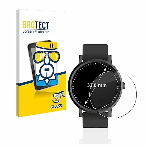 BROTECT Panzer Schutz Glas für Armbanduhren (Kreisrund, ø: 33 mm) 9H Echtglas, Glas-Displayschutz
