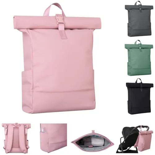 Kikkaboo Wickeltasche Jayden Rucksack Grifflänge einstellbar, Reißverschluss rosa
