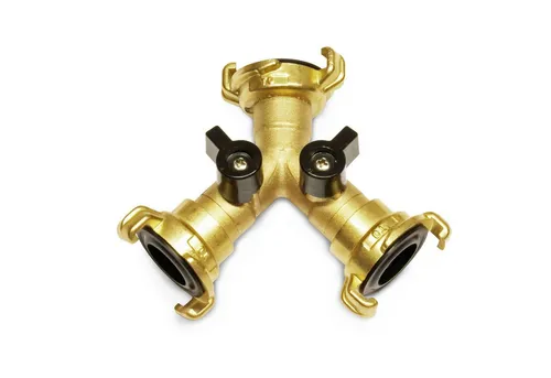 puteus Schlauchadapter Messing Wasserverteiler 2-fach Y-Stück mit GK-Kupplung