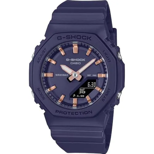 Casio G-Shock Damen Uhr GMA-P2100M-2AER - Sportliche Armbanduhr für Damen, stoßfest und wasserdicht bis 20 bar, mit eleganter Doppel-LED-Beleuchtung und nachhaltigem Design aus biobasiertem Resin.