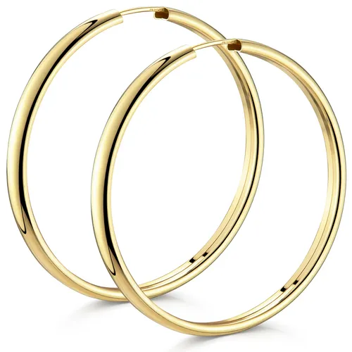 Materia Goldene Creolen Damen 48mm - Echtsilber & Stil - Elegante 48mm Creolen aus 925 Echtsilber mit hochwertiger Gelbgold Vergoldung. Perfekt für jeden Anlass und sicherer Halt dank Ziehverschluss. Ein ideales Geschenk für Frauen!