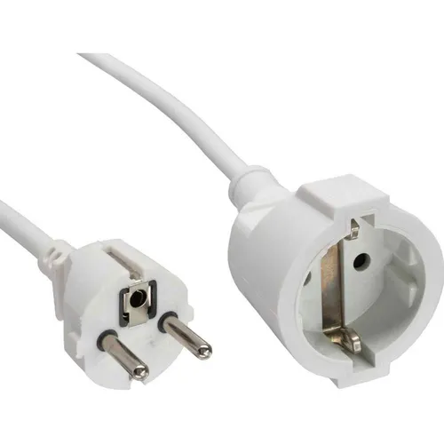 2.00m InLine Verlängerungskabel Schutzkontakt Stecker auf Schutzkontakt Buchse Weiß Kindersicherung