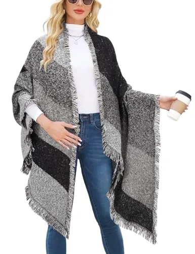 heekpek Damen Maedchen Langer Schal Deckenstoffschaln Schalcape Winter Schal mit Fransen und spitzen Enden Schal Oversize schals damen winter Stern schal oversized damenschal lang