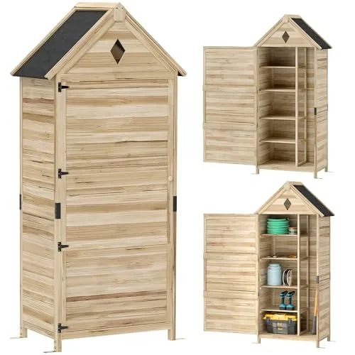 Outsunny Gartenschrank Holz 80 x 49 x 170 cm