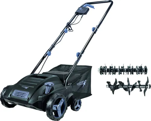 Woodster Elektro Vertikutierer EVT320 mit 1.500 W und 32 cm Arbeitsbreite - Effizienter Elektro Vertikutierer für die Pflege Ihres Rasens. Mit 1.500 W Leistung und einer Arbeitsbreite von 32 cm sorgt er für eine gründliche Belüftung und optimale Pflege.