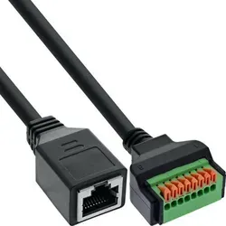 InLine® RJ45 Buchse an Push-In-Klemme, 8-polig, Cat.5e, 15cm Kabel Adapter / Konverter
