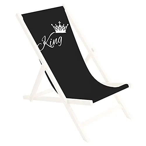 Ferocity Ersatz-Stoffbezug 131x44 cm Wechselbarer Liegestuhl Stoffbezug 100% Polyester für Holz-Liegestuhl Klappliegestuhl Motiv Schwarz King [119]