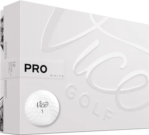 Vice Golf Pro White 2020 | 12 Golf Bälle | Eigenschaften: 3-Piece Cast Urethan, maximale Kontrolle, hoher Spin im Kurzspiel | Mehr Farben: Neon Lime/Red | Profil: Für fortgeschrittene Golfer