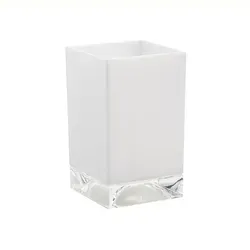 LAUFEN KARTELL Boxy Becher - Sonstige Badausstattung, eleganter Becher aus hochwertigem Mondspoelglas in kompakten 70x70x120 mm, ideal für stilvolle Badezimmer.