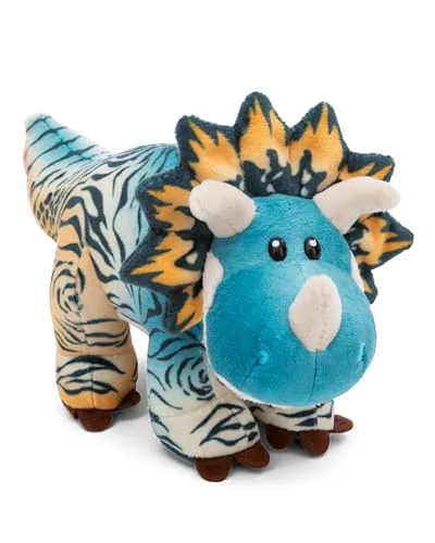 NICI Kuscheltier Dino Cerastupsy 20cm - Flauschiges Dino Kuscheltier zum Kuscheln und Liebhaben, Dino Stofftier aus recycelten Materialien – 49466, Blau