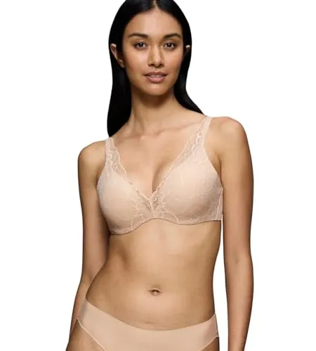 Triumph Body Make-Up Illusion Lace WP - Schalen-BH 70E Nude beige - Funktionsunterwäsche mit gepolstertem Bügel-BH für ein perfektes Dekolleté, flexible Schaumstoffschalen für optimalen Tragekomfort und ein elegantes Design aus Spitze und Soft-Touch-Mikrofaser.