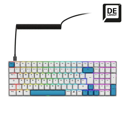Sharkoon SKILLER SGK50 S2 PBT Gaming Tastatur - Gaming-Tastatur mit Hot-Swap-fähigen Schaltern, 100 Mio. Tastenanschlägen und individueller Einzeltastenbeleuchtung in Weiß.