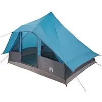vidaXL Familien-Tipi-Zelt mit Dach Blau 364 x 281 x 257 cm - Zelt für 4 Personen, wasserabweisend und feuerhemmend. Ideal für entspannte Campingausflüge in der Natur. Schneller Aufbau mit Tragetasche und Zubehör.