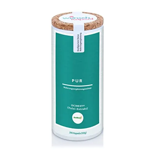 OciBest Pur, 1.200 mg Tulsi Extrakt täglich, exklusiver Indischer Basilikum (Ocimum tenuiflorum) | 290 vegane Kapseln, handgefertigt in Deutschland