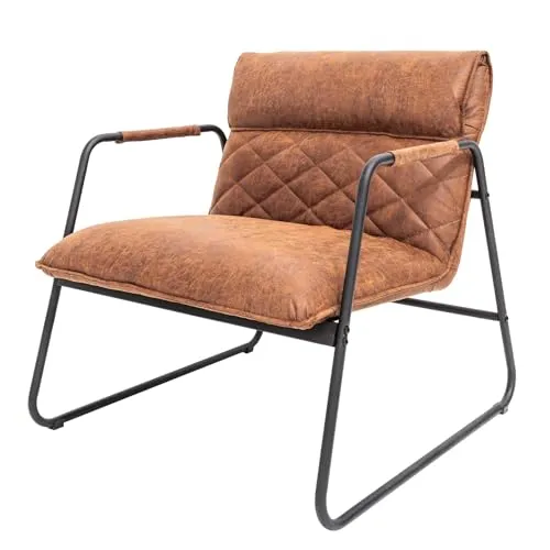 Riess-Ambiente MUSTANG LOUNGER Sessel - Einzelner Loungesessel im Retro-Stil, antik hellbraun, mit hochwertiger Polsterung für maximalen Komfort und Belastbarkeit bis 120 kg.