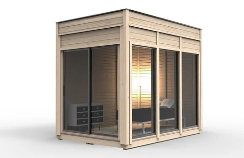 Campinghaus Mini – Modernes Holzhaus für den Garten - Stylisches Gartenhaus aus Kiefernholz mit Flachdach, ideal für Wochenendausflüge. Inklusive Boden und fünf Fenstern für viel Licht. Einfach zu montieren, perfekte Ergänzung für Ihren Außenbereich.