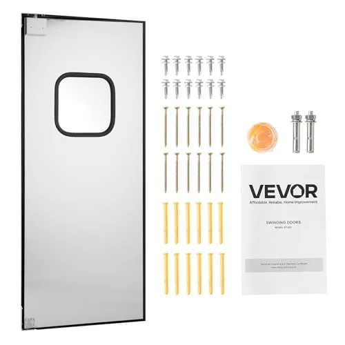 VEVOR Edelstahl Schwingtür Einzelplatte mit Beschlägen 917x78x2133mm - Sanitärinstallation - Flexibel einsetzbare Schwingtür aus Edelstahl 304 mit leiser Funktion und einfachem Zubehör für eine unkomplizierte Installation.