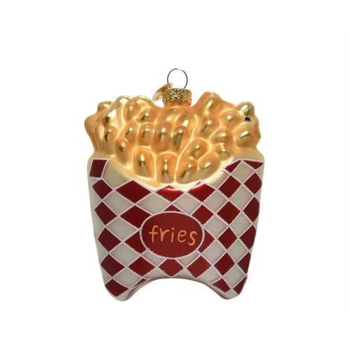 Christbaumschmuck Glas Pommes frites 11cm rot