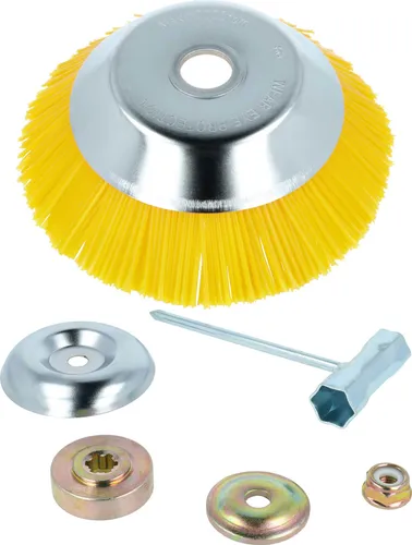 vhbw Nylon-Unkrautbürste kompatibel mit Makita DBC250, 340, 300, 290 Gartengerät, Freischneider - Mit Zubehör-Set