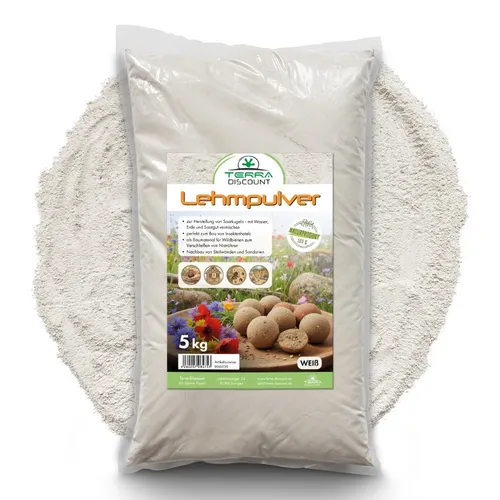 Lehmpulver , WEISS , Lehm für Sandmischung 5 kg