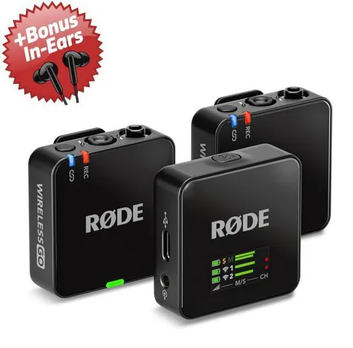 Rode Wireless GO Gen 3 Mikrofon-Funksystem + In-Ear Kopfhörer - Das Rode Wireless GO Gen 3 ist ein kompaktes 2-Kanal Funkmikrofonsystem für professionelle Anwendungen. Mit zwei Sendemodulen und intelligenter Pegelanpassung eignet es sich ideal für Interviews und Präsentationen.