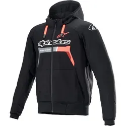 Alpinestars Chrome Ignition Hoodie schwarz / rot-fluo XXL - Motorradjacke mit hervorragendem Aufprallschutz dank Nucleon Flex Plus-Protektoren und Aramidfaser-Verstärkungen für optimale Abriebfestigkeit. Tech-Air® ready für zusätzlichen Schutz!